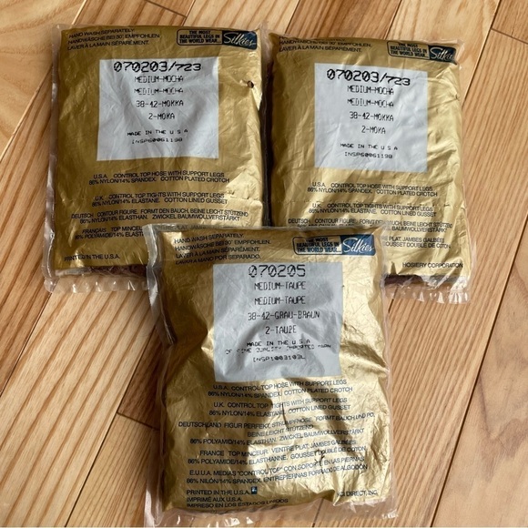 Silkies Nylon Control Top Medium 3 pkgs Taupe,‎ Mocha Made in USA Neutral Ballet - Picture 2 of 11